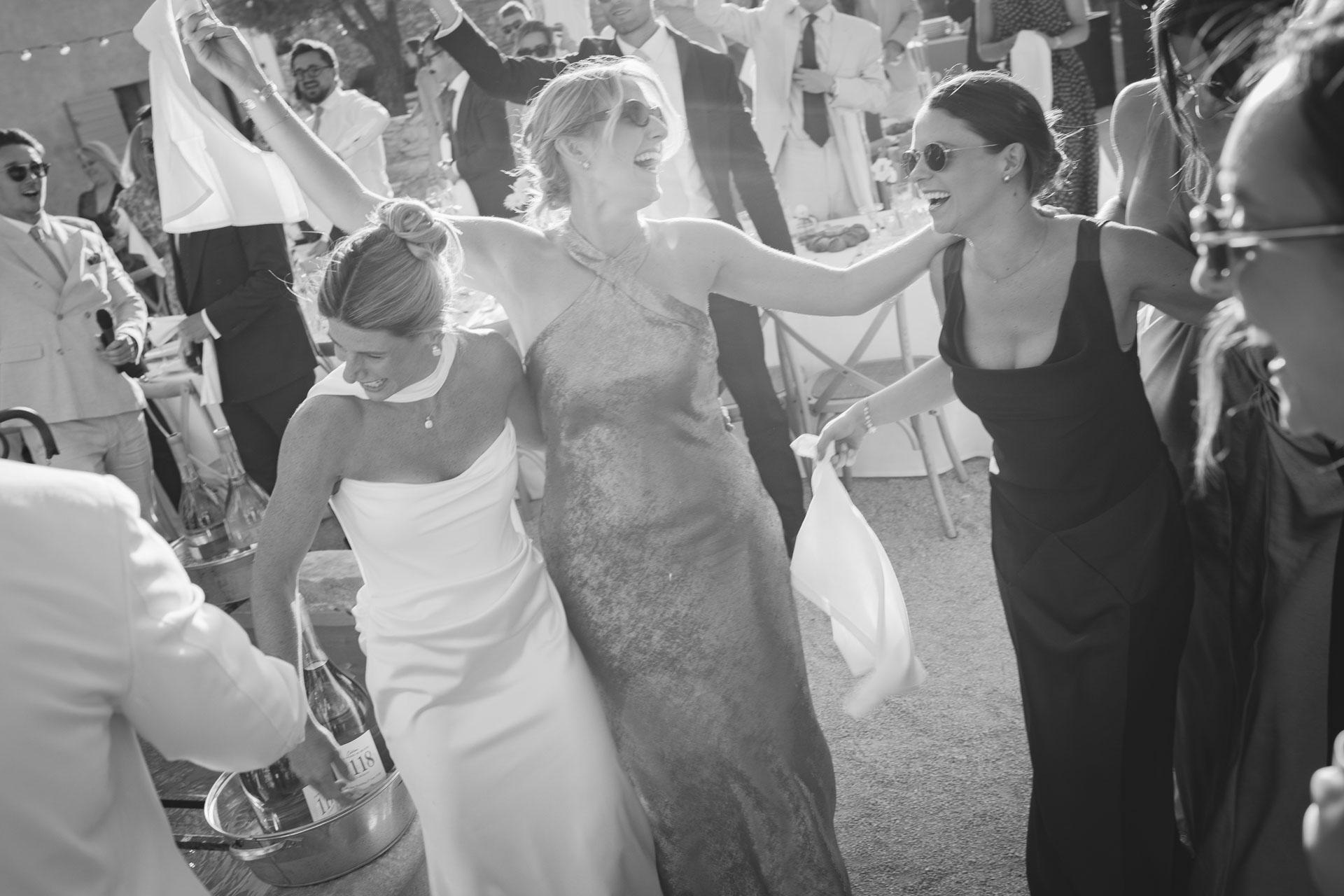 Guests dancing at the evening party — Grange de Javon, Provence