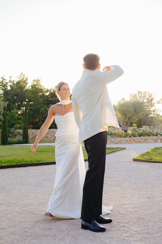 Bride and groom dancing during their couple session — Grange de Javon wedding